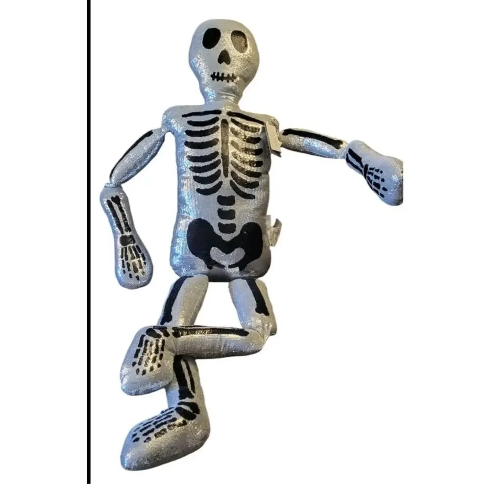 NEW!! 2025 Isaac Mizrahi 5 ft. Silver Sequin Skeleton Plush Pillow HTF Halloween